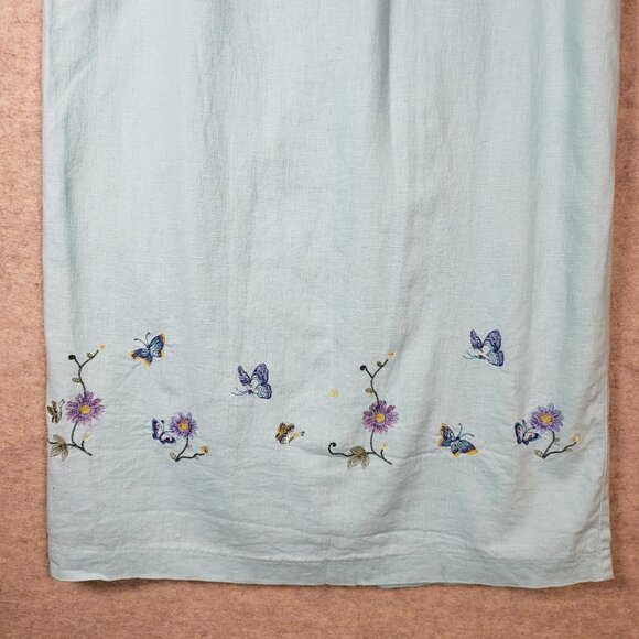 Sag Harbor Linen Maxi Dress, Size 12, Light Blue Embroidered Butterflies 🦋 - Picture 6 of 16
